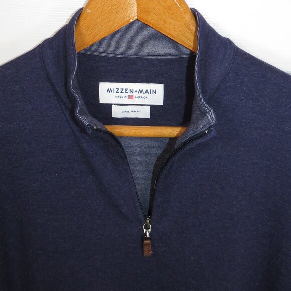 Mizzen + Main 1/4 Zip KPI Heather Blue Stretch Pullover Men’s LG Trim Fit - Picture 3 of 5